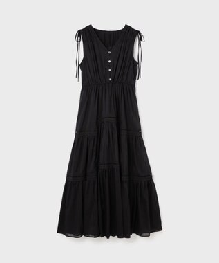 GRACE CONTINENTAL コットンシルクティアードワンピース ブラック