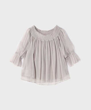 GRACE CONTINENTAL チュールシャーリングトップ グレー