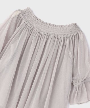 GRACE CONTINENTAL チュールシャーリングトップ グレー