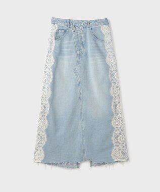 GRACE CONTINENTAL サイドレースデニムスカート ブルー