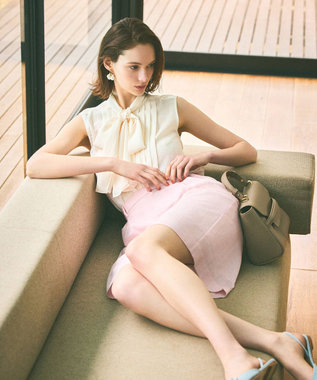 GRACE CONTINENTAL リネンライクボウタイノースリーブ キナリ