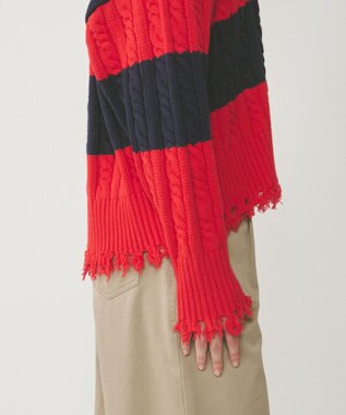 GRACE CONTINENTAL アランポロニットトップ レッド