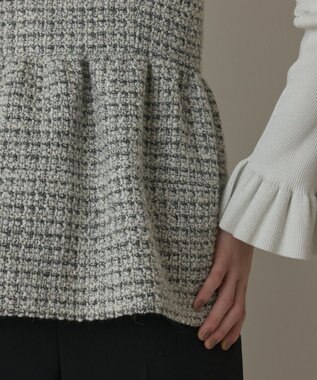 GRACE CONTINENTAL ツイードペプラムベスト ホワイト