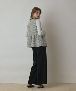 GRACE CONTINENTAL ツイードペプラムベスト ホワイト