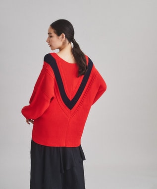 美品 グレースコンチネンタル ダイアグラム ボウタイルーズニットトップ M 美品 グレースコンチネンタル ダイアグラム ボウタイルーズニットトップ M
