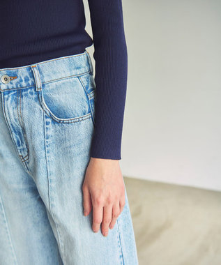 GRACE CONTINENTAL カットワークリブニットトップ ネイビー