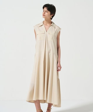 GRACE CONTINENTAL ティアードコンビシャツワンピース ベージュ