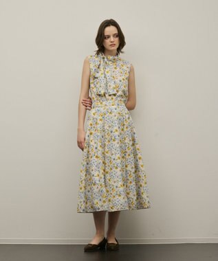 GRACE CONTINENTAL シアーフラワープリントジャガードフレアスカート