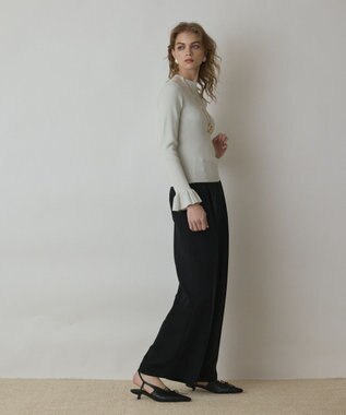 GRACE CONTINENTAL ラメリブニットトップ ホワイト