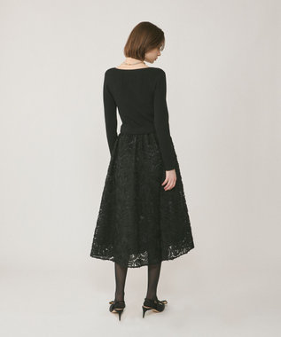 GRACE CONTINENTAL テープ刺繍ニットワンピース ブラック