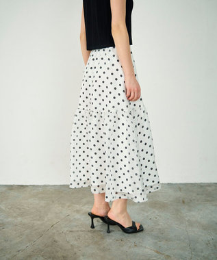 GRACE CONTINENTAL シアードットプリントスカート ホワイト