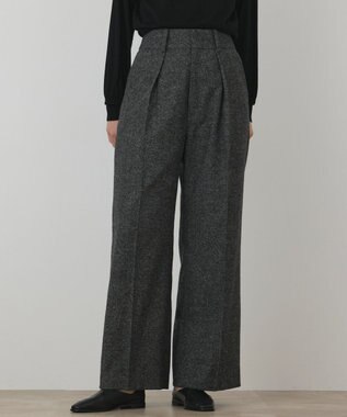 GRACE CONTINENTAL ウールタックワイドパンツ グレー