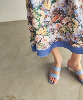 GRACE CONTINENTAL グラデフラワープリントスカート サックス