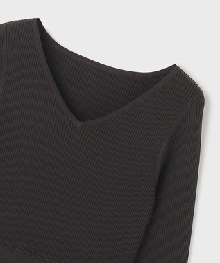 GRACE CONTINENTAL テープ刺繍ニットワンピース ブラック