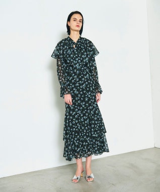 GRACE CONTINENTAL スモールフラワーマーメイドスカート ブラック