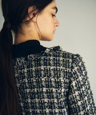 GRACE CONTINENTAL フリンジツイードジャケット ブラック