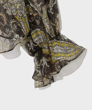 GRACE CONTINENTAL ラメストライププリントブラウス ブラウン