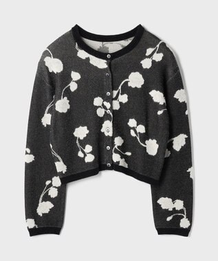 GRACE CONTINENTAL フクレジャガードニットカーディガン ブラック