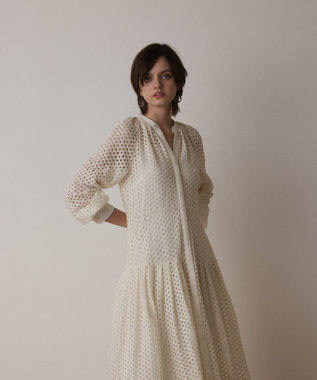 GRACE CONTINENTAL メッシュレースカフタンワンピース ホワイト