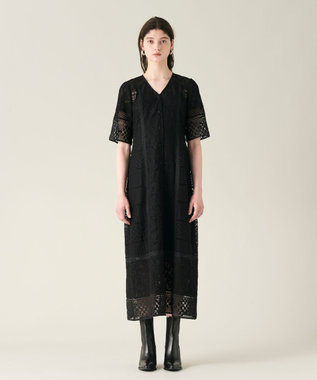 GRACE CONTINENTAL コンビレースVネックワンピース ブラック