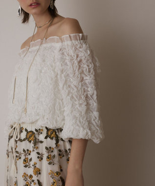 GRACE CONTINENTAL シャーリングトップ ホワイト