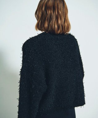 GRACE CONTINENTAL ツイーディーリボンヤーンカーディガン ブラック