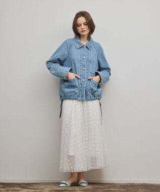 GRACE CONTINENTAL ケープ付カバーオールジャケット サックス