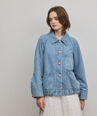 GRACE CONTINENTAL ケープ付カバーオールジャケット サックス