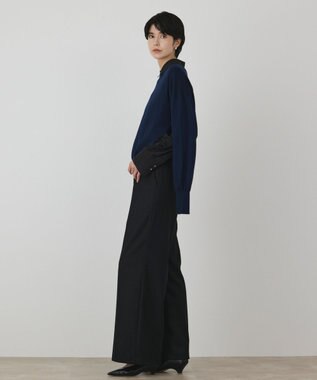 GRACE CONTINENTAL ウールスリットニットトップ ネイビー