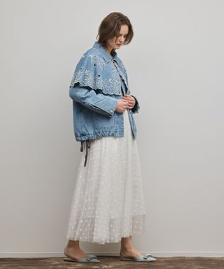 GRACE CONTINENTAL ケープ付カバーオールジャケット サックス