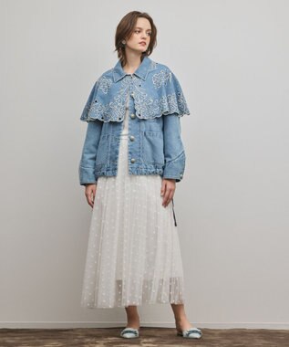 GRACE CONTINENTAL ケープ付カバーオールジャケット サックス