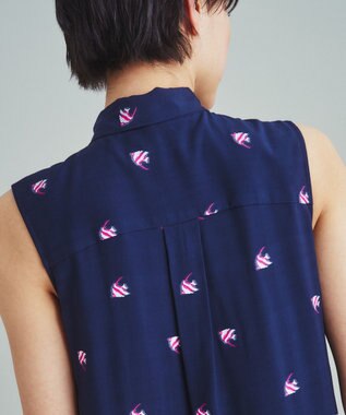 GRACE CONTINENTAL エンゼルフィッシュジャガードワンピース ネイビー