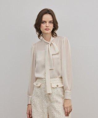 GRACE CONTINENTAL ストライプボウブラウス