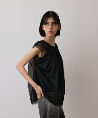 GRACE CONTINENTAL チュールタックノースリーブ ブラック