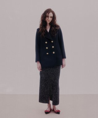 GRACE CONTINENTAL シャイニーニットロングスカート ブラック