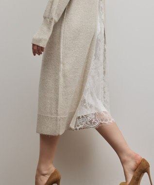 GRACE CONTINENTAL スパンコールニットワンピース ホワイト