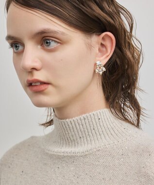 GRACE CONTINENTAL スパンコールニットワンピース ホワイト