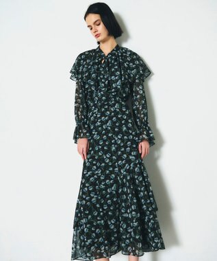 GRACE CONTINENTAL スモールフラワーマーメイドスカート ブラック