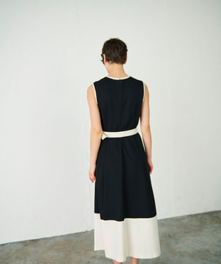 GRACE CONTINENTAL 配色ポンチフレアワンピース ブラック