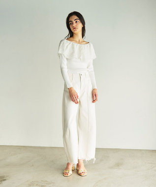 GRACE CONTINENTAL カットワークリブニットトップ ホワイト