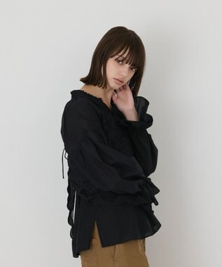 GRACE CONTINENTAL カットワークキャミ付カフタンブラウス ブラック