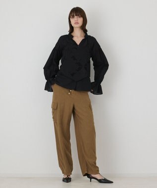 GRACE CONTINENTAL カットワークキャミ付カフタンブラウス ブラック