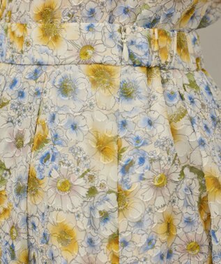 GRACE CONTINENTAL シアーフラワープリントジャガードフレアスカート イエロー
