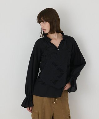GRACE CONTINENTAL カットワークキャミ付カフタンブラウス ブラック