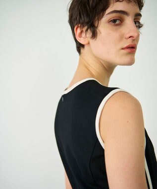 GRACE CONTINENTAL 配色ポンチフレアワンピース ブラック