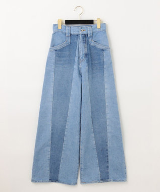 GRACE CONTINENTAL 切替ワイドデニムパンツ サックス