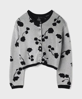 GRACE CONTINENTAL フクレジャガードニットカーディガン ホワイト