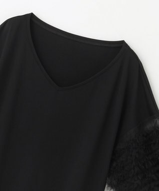 GRACE CONTINENTAL チュールフリルスリーブトップ ブラック