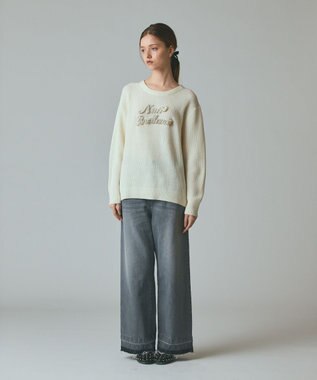 GRACE CONTINENTAL ビジューロゴニットトップ キナリ