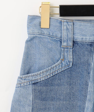 GRACE CONTINENTAL 切替ワイドデニムパンツ サックス